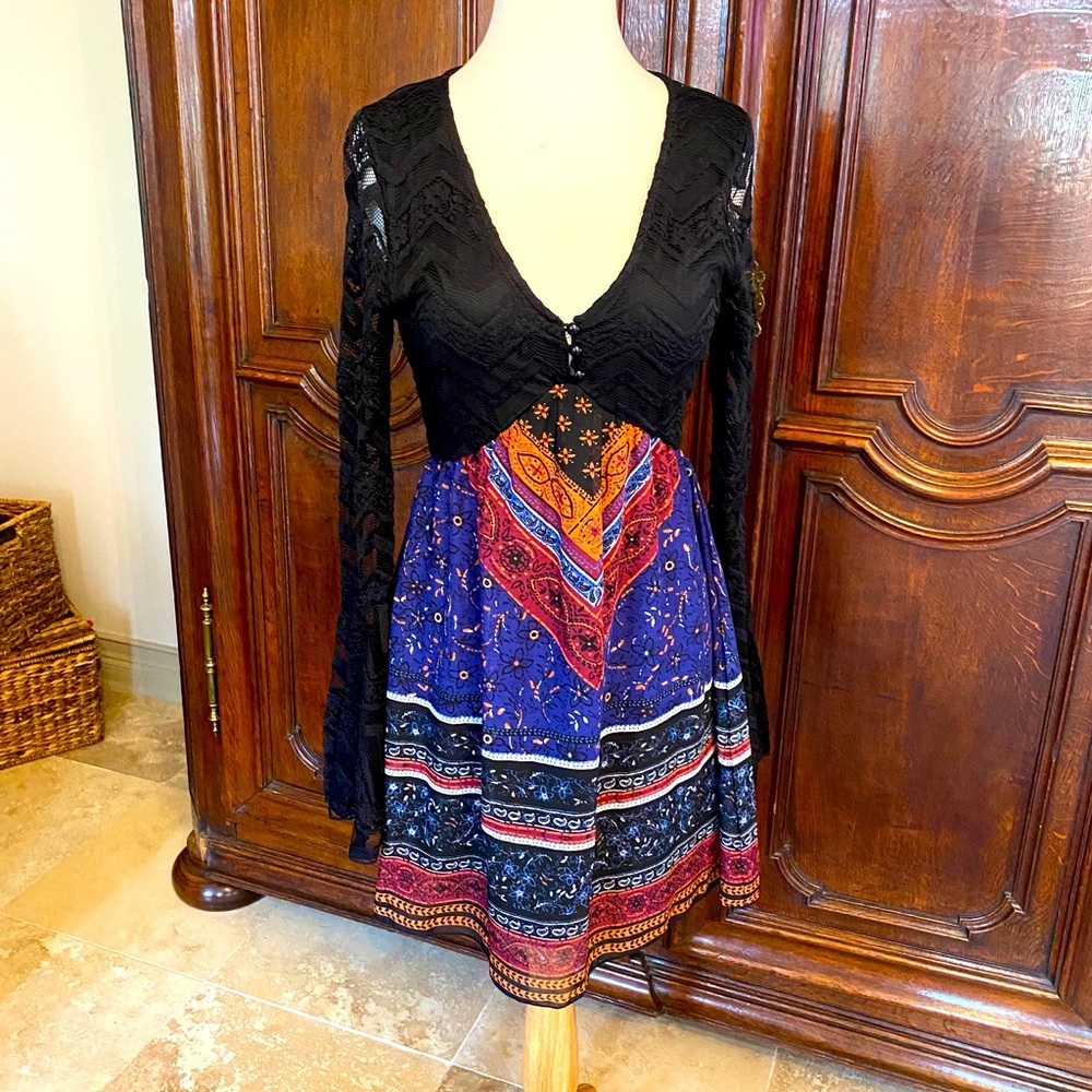 Ladies dress with black lace top